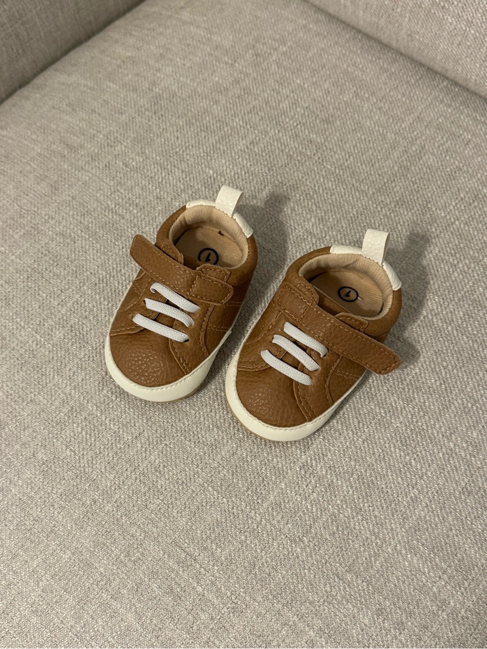Carter's Brown and White Toddler Sneakers with Hook-and-Loop Strap